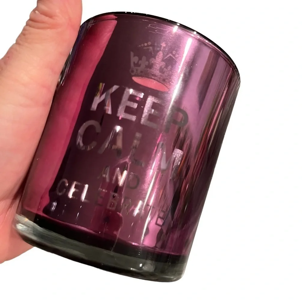Pier 1 NOS Keep Calm Iridescent Keep Calm Tumblers Festive Fun